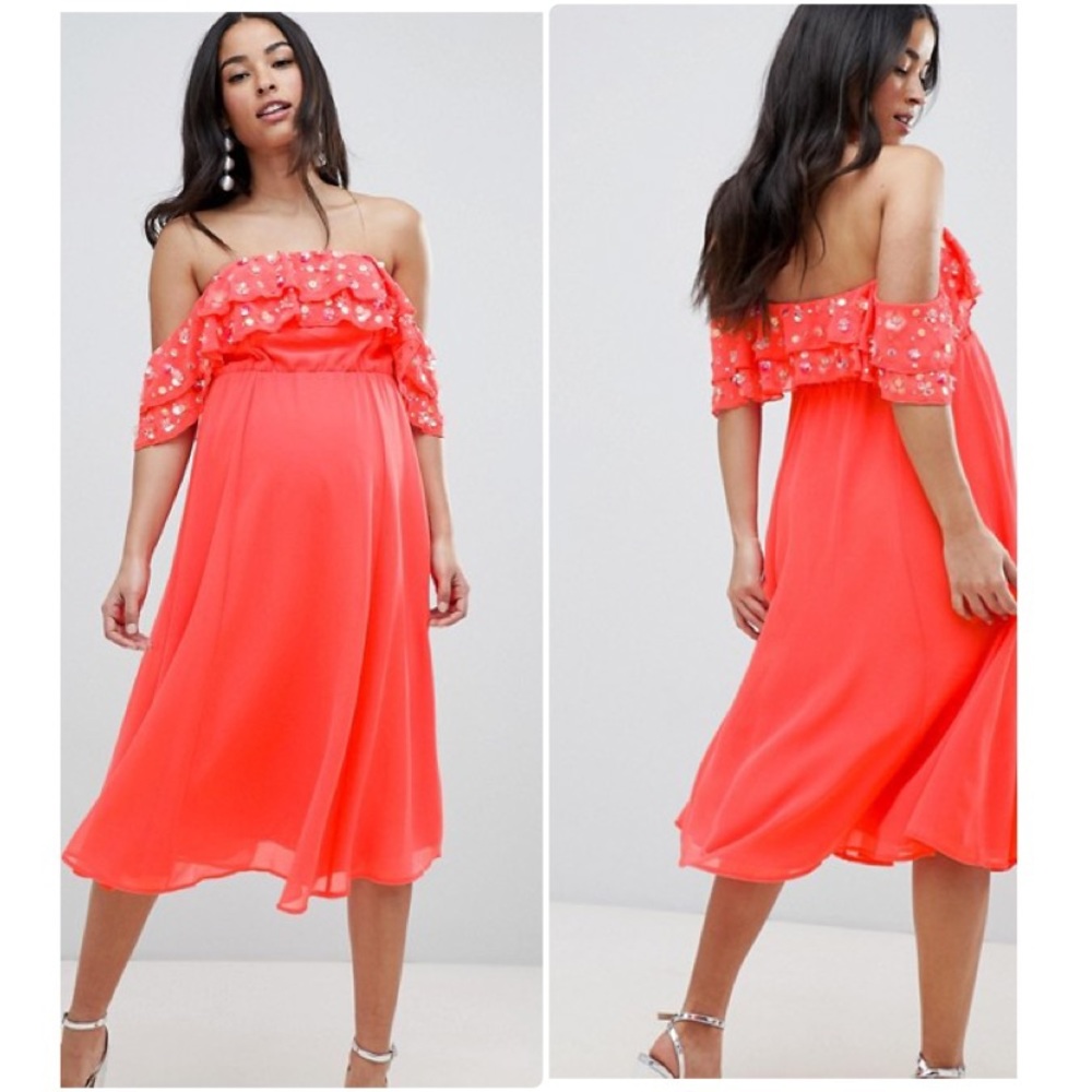 NWT ASOS DESIGN Maternity bardot midi dress